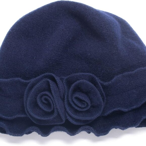 Womens Gatsby 1920s Winter Wool Cap Beret Beanie Crochet Bucket Flower Hat A285